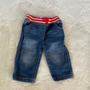 GUC 6-12 months Mini Baby Boden heart patch jeans